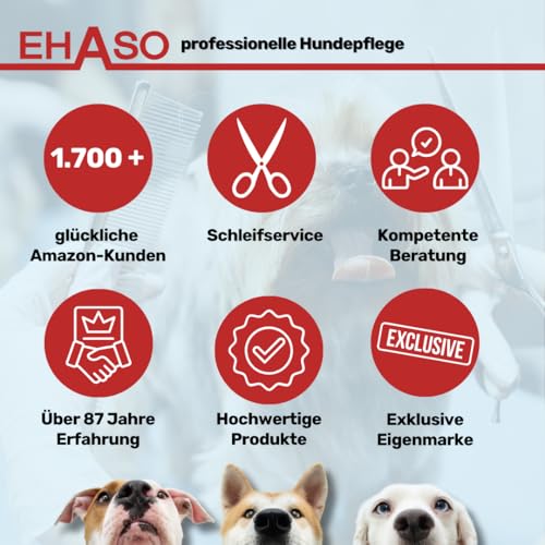 EHASO Hundeschere Effilierschere aus Solingen, 15,5cm 30er Zahnung