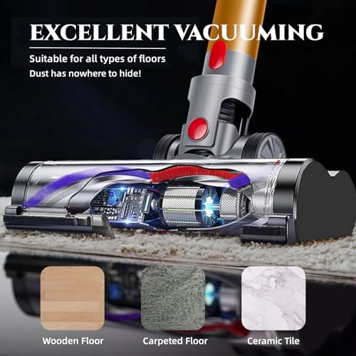 BAKTH Dyson Head Replacement for V7 V8 V10 V11 V15 Vacuum Cleaner with Hard Bristle Roller, Detachable Direct Drive Cleaning Brush Head with 5 LED Lights for Hard Floors and Carpets BAKTH Dyson Head Replacement for V7 V8 V10 V11 V15 Vacuum Cleaner with Hard Bristle Roller, Detachable Direct Drive Cleaning Brush Head with 5 LED Lights for Hard Floors and Carpets