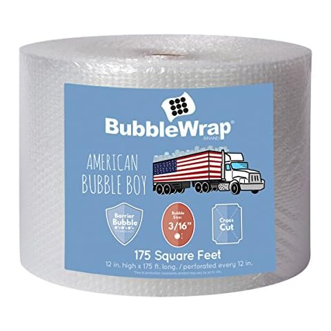 American Bubble Boy 3/16' Small PLUS Bubble Wrap, 175 Feet Bubble Wrap Roll- Premium shipping supplies for Moving and packing heavy duty materials - Perforated plastic wrap bubble Every 12 Inches. Cover