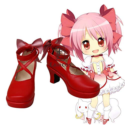 BELUNOT Anime Puella Magi Madoka Magica Kaname Madoka Cosplay Red Shoes Custom-Made 34