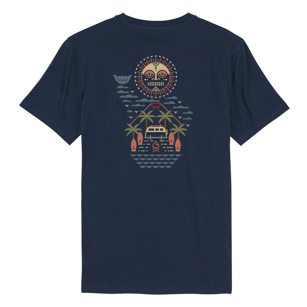 Wituka - T-Shirt - Freaky Tiki - Van - Beach - Short Sleeves - Double Print - 100% Organic Cotton - Screen Printing - Navy Blue