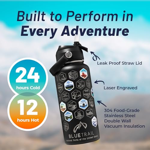 BlueTrail National Parks Water Bottle with Stickers - Image 5