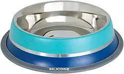 Comedouro Inox com Anel Silicone GermanHart Dual Azul G 950ml GermanHart para Cães, G, Azul