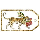 Caspari Christmas Tags Christmas Gift Tags for Christmas Wrapping Hanging Tags Includes Gold String Snow Leopard Pak 8