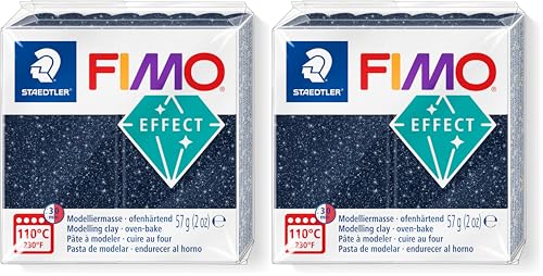STAEDTLER 8010-352 FIMO Effect - Arcilla polimérica para modelar de secado al horno, color azul galaxy (pastilla 57 g.) (Paquete de 2)