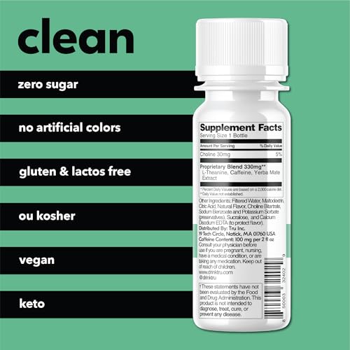 Image of Tru Focus Shots, Nootropic Energy Drink with Yerba Mate, L Theanine & Natural Caffeine, Vegan Wellness Shot with Zero Sugar & Calories, Gluten Free, Keto Friendly, Apple Kiwi Flavor, 2 FL OZ, 12 Pack