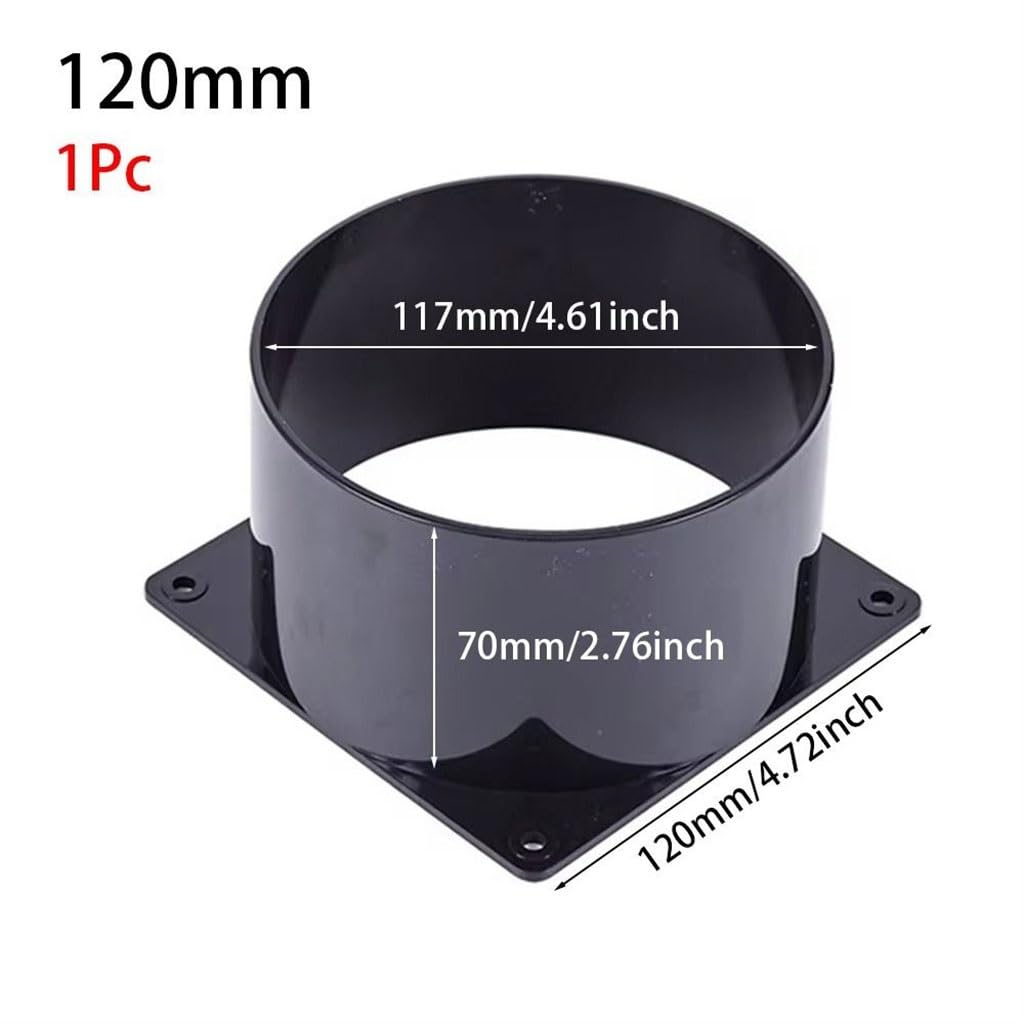 1 connettore a flangia inferiore quadrato nero in ABS resistente, multi-dimensioni 75/100/120/150 mm, adattatore di ingresso e uscita (150 mm)