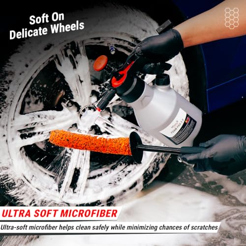 Image of Wavex Small Wheel Cleaning Brush for Car & Bike Detailing | Ultra Soft Microfiber Brush for Tight Wheel Gaps, Spokes & Rim Edges | Safe for Alloy Wheels & Gloss Finishes