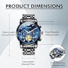 OLEVS Mens Watches Black Analog Quartz Band Stainless Steel Blue Face Chronograph Men's Wrist Watch Classic Roman Numerals Dress Watches for Men Luxury Diamond Luminous Waterproof Watch for Mens #5