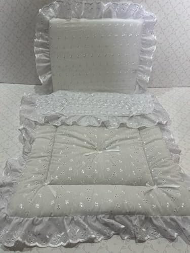 Bedding Set for Silver Cross Balmoral & Kensington Prams White Broderie Anglaise