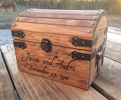 Engraved Wooden Card and Memory Chest - Rustic Wedding Card Chest - Personalized