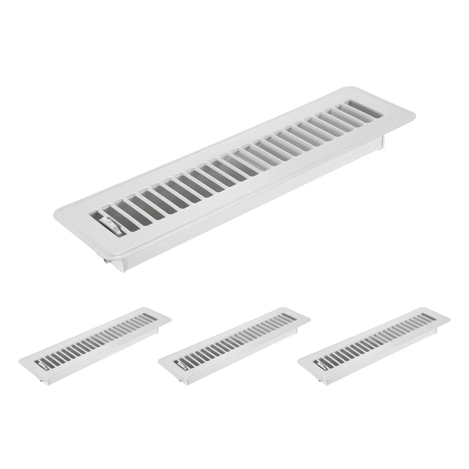 PATIKIL 2x12 Inch Floor Vent Covers, 4 Pcs Floor Registers Heavy Duty Metal Walkable Air Vent Covers Easy Adjustable Air Supply Lever for Home Office Wall Ceiling Grilles, White
