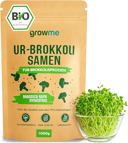 BIO Brokkoli-Sprossen Samen [1000g] - Brokkoli-Samen mit über 95% Keimfähigkeit und einmalig hohem Sulforaphan-Gehalt - Microgreens zum Keimen - 100% laborgeprüfte BIO-Qualität
