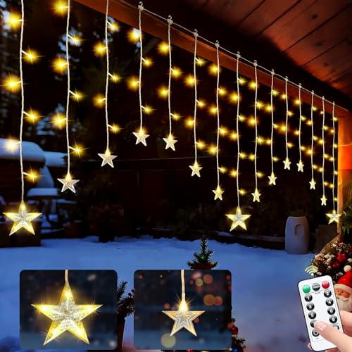 Lichterkette Innen Sterne Weihnachtsdeko Fenster 108LEDs mit 15...