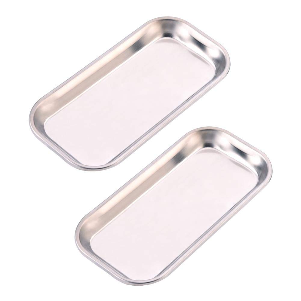 Keenso Edelstahl Instrumententablett, 1 Stück, 22,5cm * 11,5cm * 2cm, Medizinische Instrumentenablage, Dentalwerkzeug, Laborschalen, Silber, Minimalist, Professionell