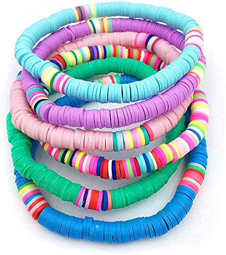 Heishi Bracelets VSCO Bracelets for Teen Girls, 6PCS Set VISCO Girl Handmade Ethnic Friendship Bracelets for Women and Men, VSCO Girl Stuff, Boho Wrap Bracelets Anklets for Teens, Friendship Bracelet Pack