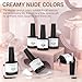 modelones Nude Gel Nail Polish Set 6 Colors, Neutral Skin Tones Beige Taupe Ivory White Grey Light Brown Gel Polish All Seasons, Soak Off Soapnails Manicure Kit Nail Art Design Salon at Home Gift