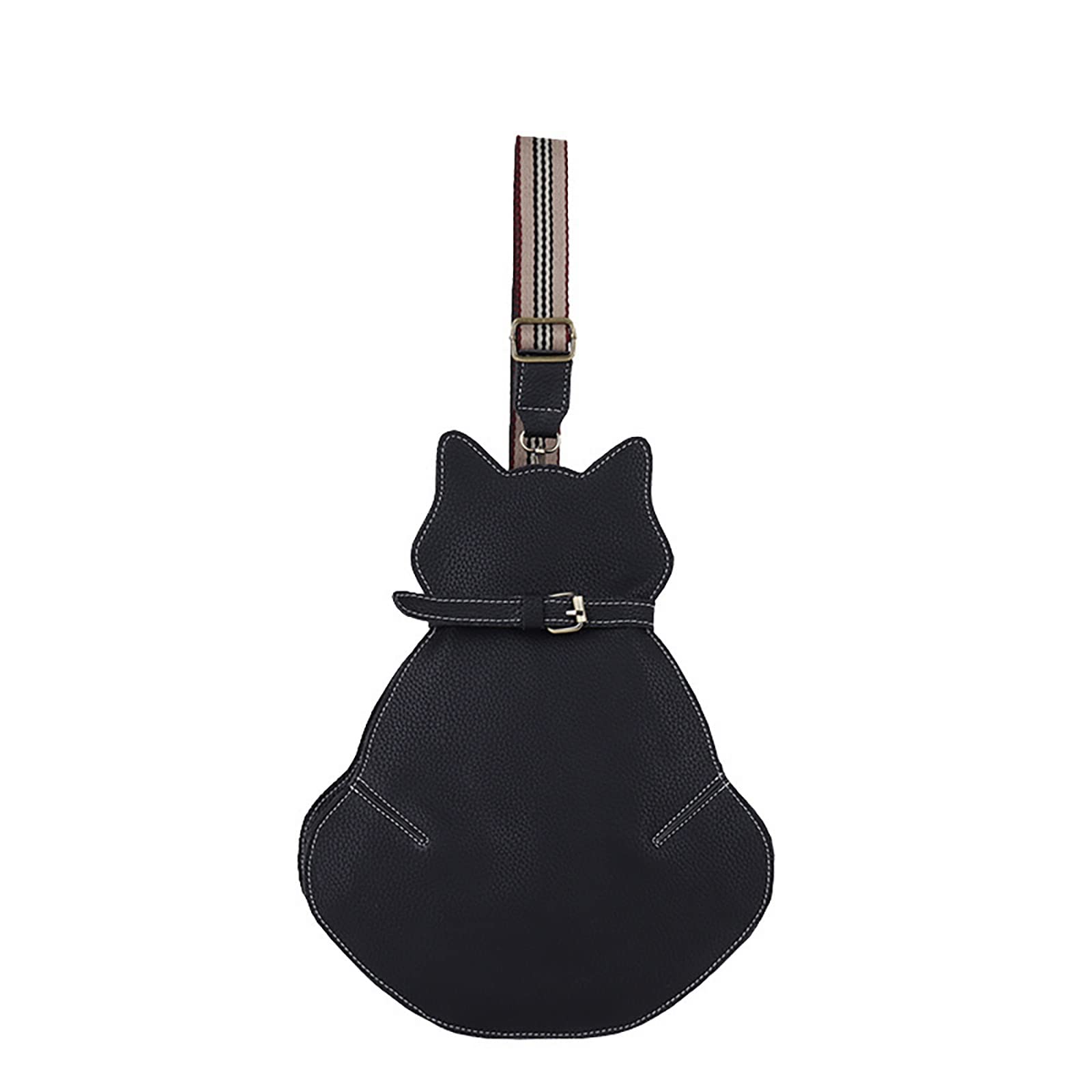 BAMINX Bolso cruzado para mujer, bolso de hombro individual, mochila de cuero, forma de gato, monedero, hip hop, novedad, Schwarz