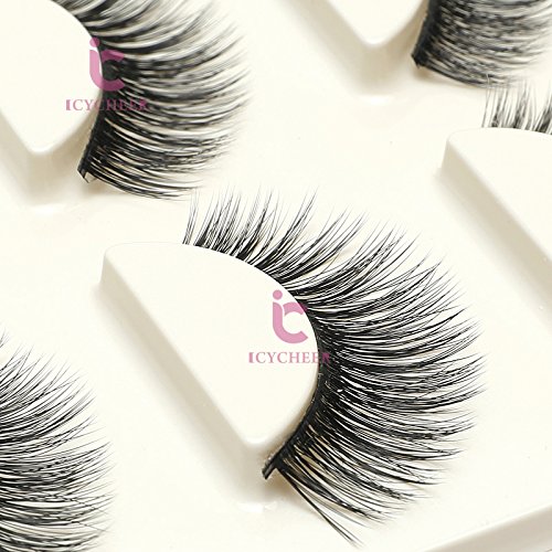 3 Pairs Long Cross False Eyelashes Makeup Natural 3D Fake Thick Black Eye Lashes Icycheer Soft Fake Lash