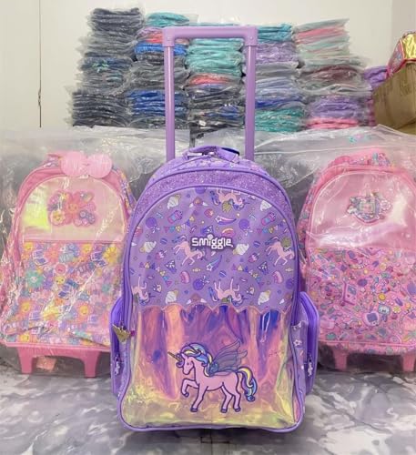 Image of ADSON 3D Embossed School Trolley Bag|Backpack Large School Bag for Boy Girl, Kids School Bag, Travel Backpack for Girl Boy, Ideal for Children Trolley 18 Inch Water Resistant