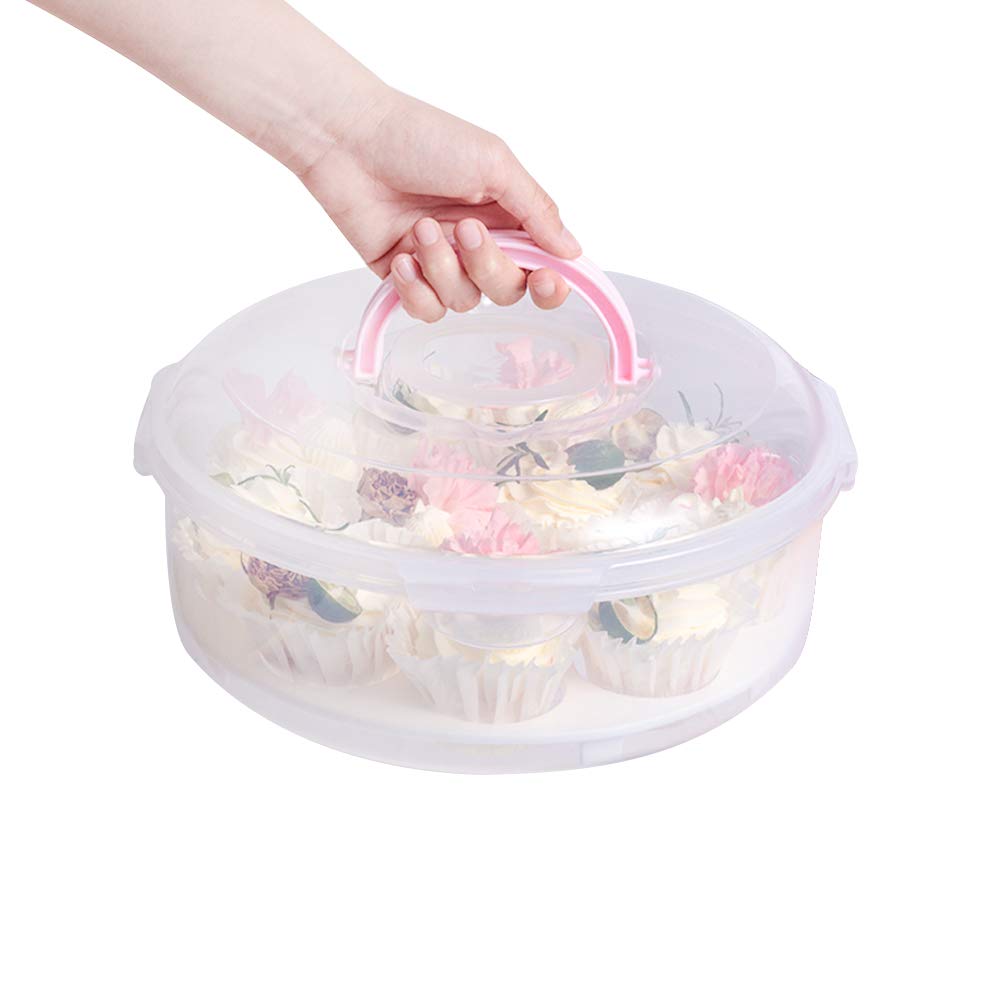 Agyvvt Portable Round Cake Carrier with Handle Pie Saver Cupcake Container 11.8inch Translucent Dome for Transporting Cakes Cupcakes Cookies Pies or Other Desserts