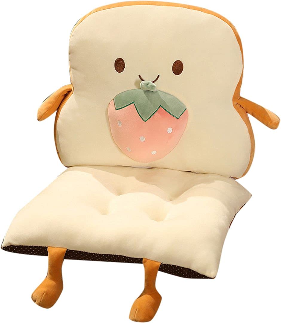 ChezMax Chair Cushion Plush Detachable Seat Back Cushion with Ties Thickened Chair Pads Toast Cartoon Waist Pillow for Outdoor Car Office Patio
