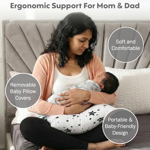 Image of a baby cherry Feeding Pillow for New Born Baby, Breastfeeding Pillow, Nursing Pillow, Baby Feeding & Support Pillow, Soft Cotton with Washable Cover, 32x21 cm