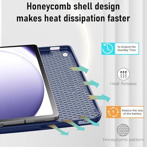 Image of TechTrendz Smart Cover for Samsung Galaxy Tab A9 Plus 11 inch [SM-X210, SM-X215, SM-X216B] Support S Pen Magnetic Attachment Shockproof Trifold Stand Auto Wake /Sleep Flip Cover - Blue