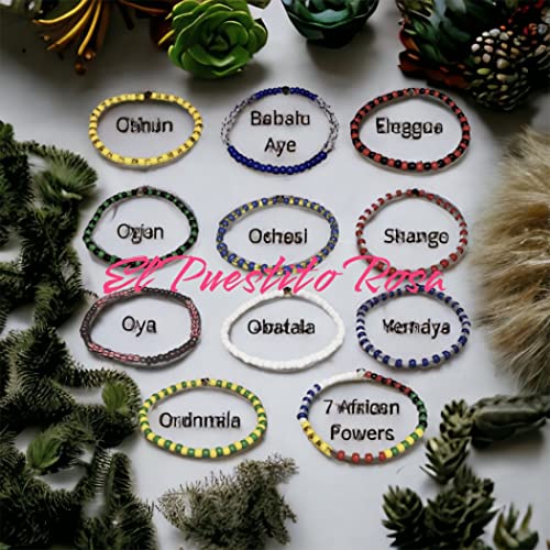 11 pcs Ilde Pulseras Santeria Handmade Unisex Stretch Bracelet Set Iyawo Babablawo Orula Shango Obatala Eleggua Ogun Ochosi Oshun Yemaya Oya San Lazaro Seven African Powers3