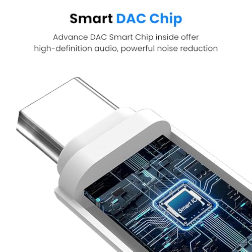 Image of Verilux Type C to 3.5mm Headphone Jack Connector, 3.5mm Jack to Type C Headphones Adapter with Hi-Fi DAC, USB C to 3.5mm Audio Connector Compatible for iPhone 16 /15, Galaxy S25 /S24, iPad Pro, MacBook