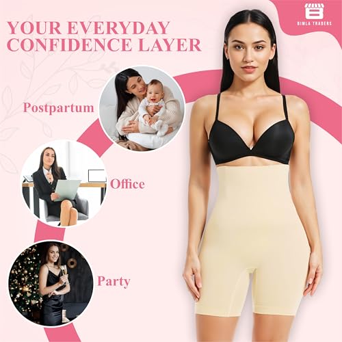 Image of Btag High Waist Tummy Control Shapewear Shorts | Tummy Tucker| Seamless Body Shaper | Shorts Under Dress | Comfortable | Breathable | Free Size 35 to 75 KG