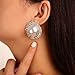 Denifery Bohemian Rhinestones Big Pearls Earrings Silver Big Circle Lightweight Large Earrings Fashion Earrings for Women