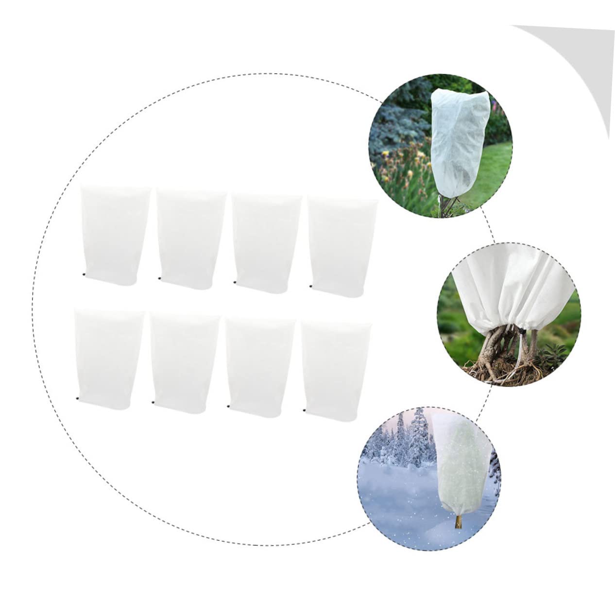 UKCOCO Voile D'hivernage pour Plantes Blanc en Tissu Non Tissé 8 Pièces, Protection Antigel et Coupe-Vent pour Jardin en Hiver