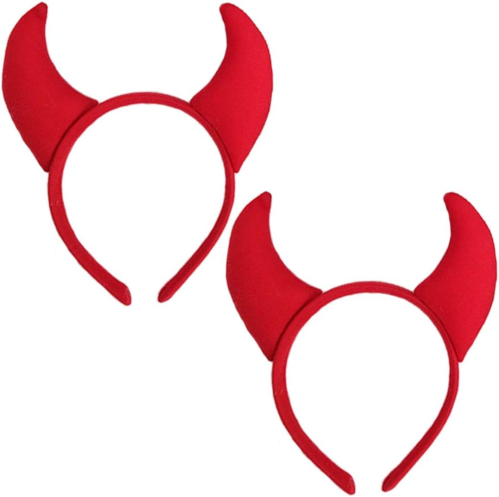 Halloween Devil Headband Devil Horns Headbands Hair Band Red Devils Ears Headpiece Women Girls Devil Hairband Hair Hoop Party Decoration Cosplay Costume Headwear Cute Handmade Hair Accessories 2 Pack