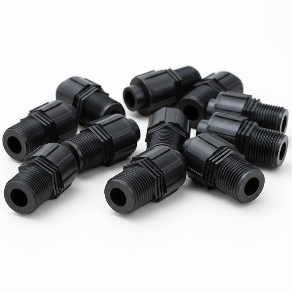 Suinga Pack 100 Racor Macho 1/2'' x Cinta de Riego Goteo 16mm | Conexión Rápida para Sistema de Riego Automático, negro