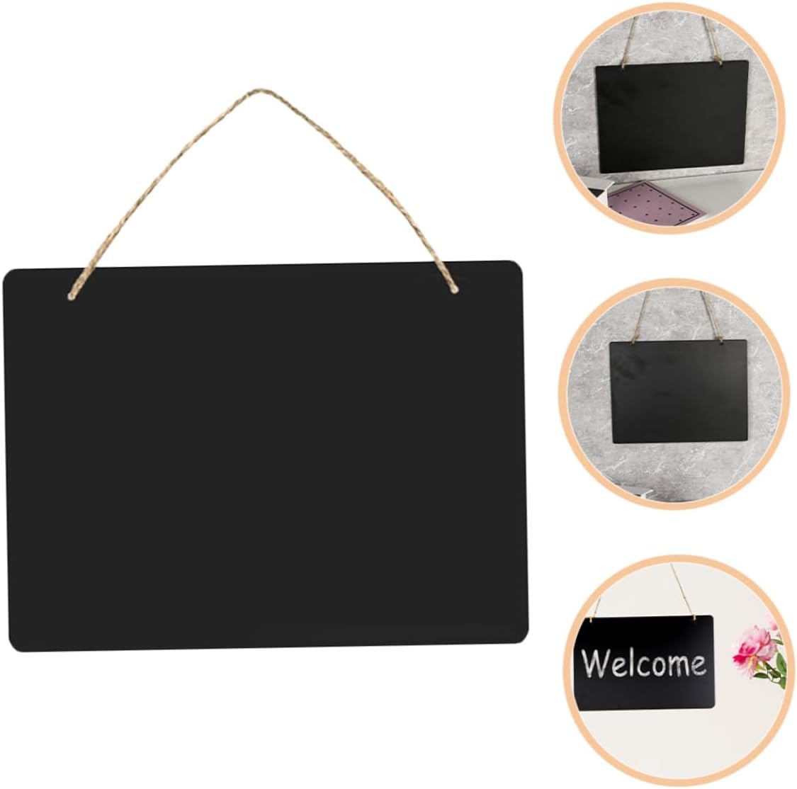 Ipetboom 8Pcs Wooden Blackboard Boards Double Sided Hanging Chalkboard Signs with Rope for Message Notes Menu Display Reusable Craft Tags