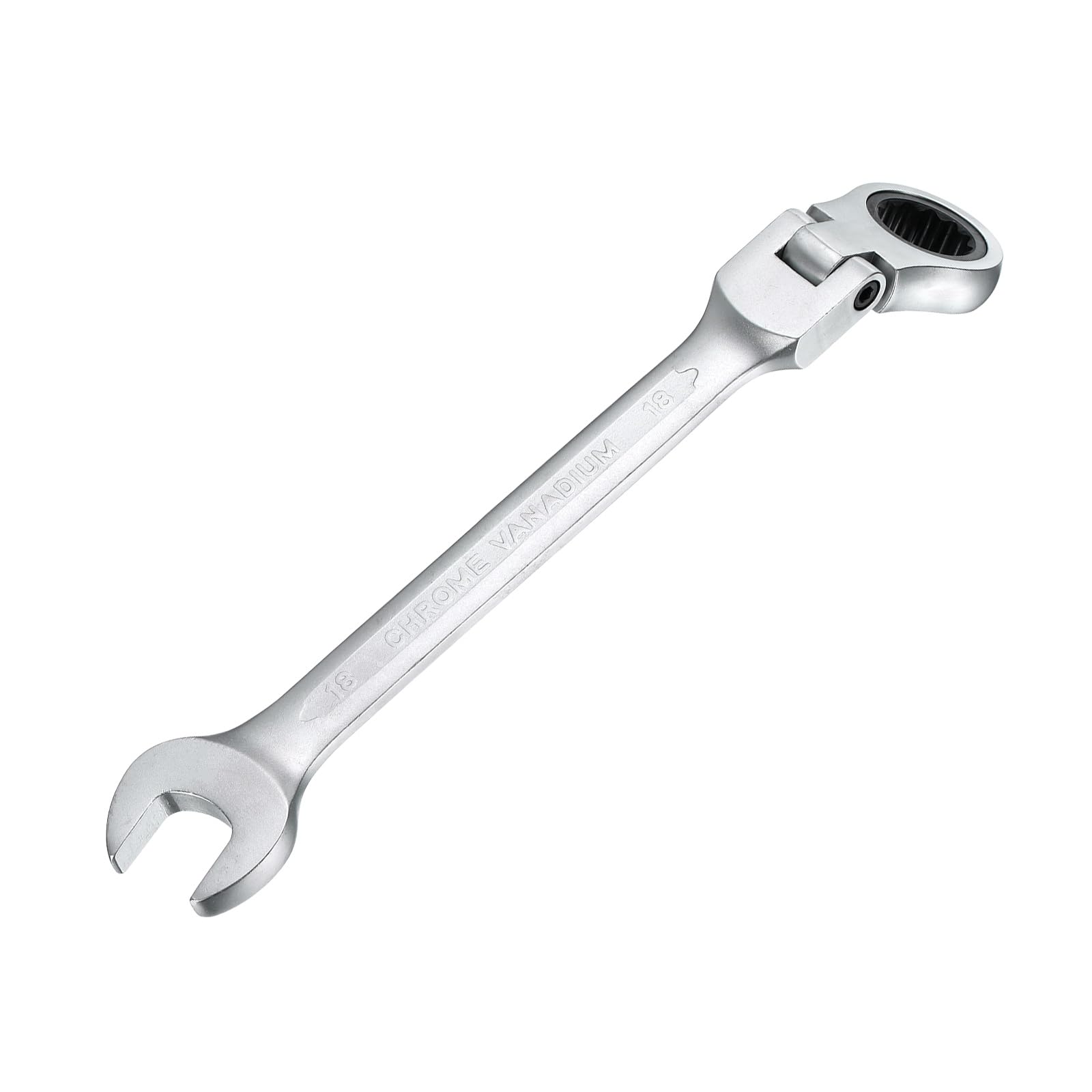 sourcing map 18mm Metric Flex-Head Ratchet Wrench Chrome Vanadium Steel 72-Tooth Ratcheting Combination Wrench Spanner for Car Bike Automotive Machine Repair