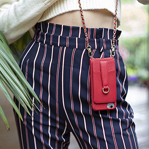 Vaultskin Victoria Crossbody Iphone Leather Wallet Case, Fashionable Bumper For Cards And Cash - Holds Up To 8 Cards (Iphone Se (2 & 3 Gen), 6/7 / 8, Red, Leather Strap) #TOP4