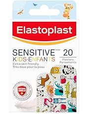 ELASTOPLAST Sensitive Kids Bandages for Wound Care and First Aid Kit, Extra Skin-Friendly Hypoallergenic Bandages, Bacteria Shield, Painless Removal, Latex Free, First Aid Supplies, 2 Sizes, 20 Strips