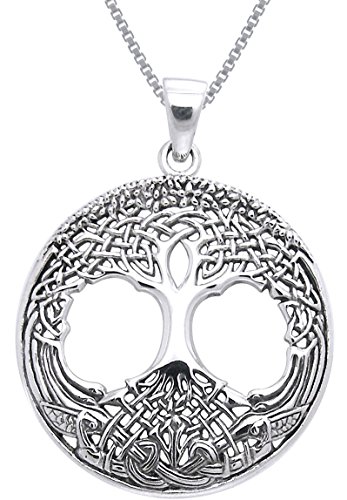 Sterling Tree of Life Silver Celtic Growth Pendant Necklace 18