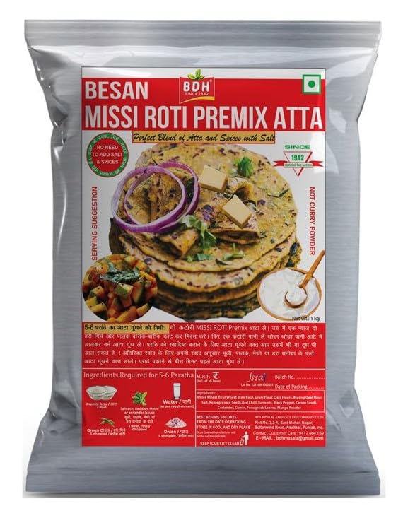 Premix Storage Roti BDH Missi Roti Atta Premix – Instant Gram Flour & Whole Wheat Blend ...