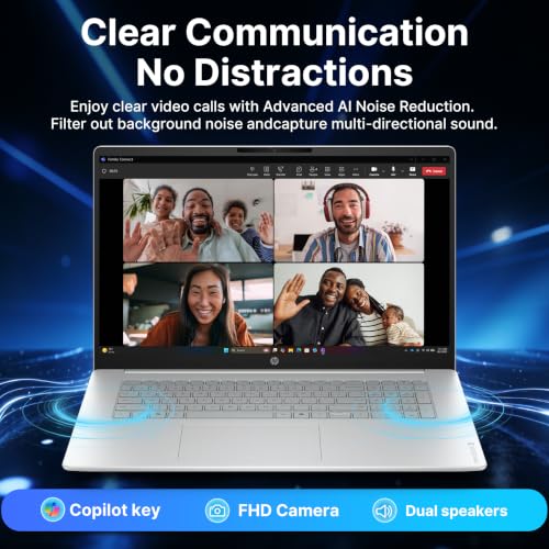 Image of HP OmniBook 3 17.3 inch FHD Business Laptop, AMD Ryzen 5 40, 8GB RAM, 1.5TB Storage (512GB SSD+1TB Docking Station Set), AMD Radeon 610M, FHD Camera, Copilot, Wi-Fi 7, Windows 11, Glacier Silver