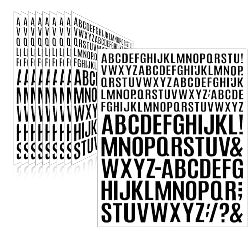 Llewyn 1740 piezas de 10 hojas de calcomanías de letras, calcomanías de vinilo del alfabeto, calcomanías autoadhesivas impermeables para bricolaje, tablón de anuncios, ventana, puerta, cartel,