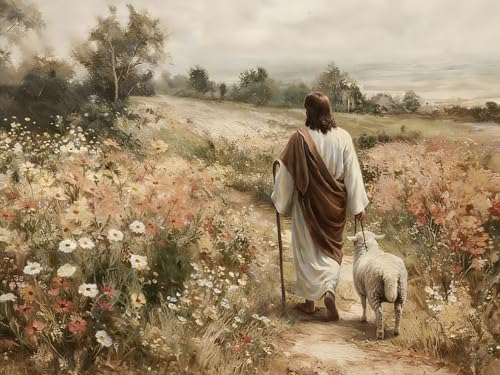YULIDECO Jesus Diamond Art DIY Jesus and Lamb Diamond Art Kits for Adults Full Drill Diamond Painting Kit Home Wall Decor Diamond Painting(12x16 Inch)