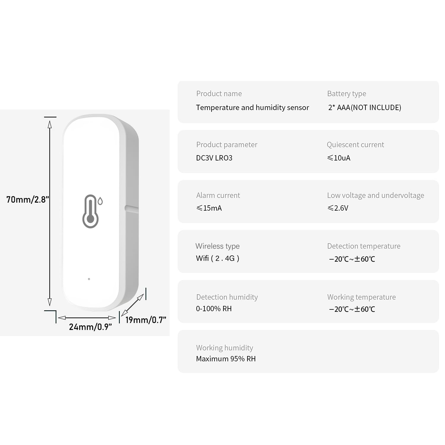 Mengshen Confezione da 2 sensori di umidità WiFi intelligenti per monitor della temperatura interna con avviso di notifica compatibili per Alexa Google Home Nursery Basement