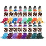 World Famous Color Set Tattoo Ink, Vegan and Professional Ink, Made in USA, Horihui Taiwanese (Set of 16), 1 oz