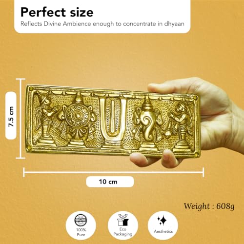 Image of Ekhasa Brass Shankh Chakra Tilak for Door | Tirupati Balaji Shank Chakra Tilak Hanging for Entrance | Lord Venkateswara Shanku Chakra Namam for Vasthu Decoration Items | Vishnu Sangu Chakra for Gift