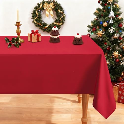 DWCN Rot Tischdecke Weihnachten 130x220cm Fleckschutz Abwaschbar...