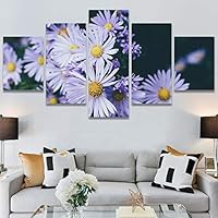 SIGNWIN 5 Panel Canvas Wall Art Purple Petals for Home Decorations Ready to Hang - 60