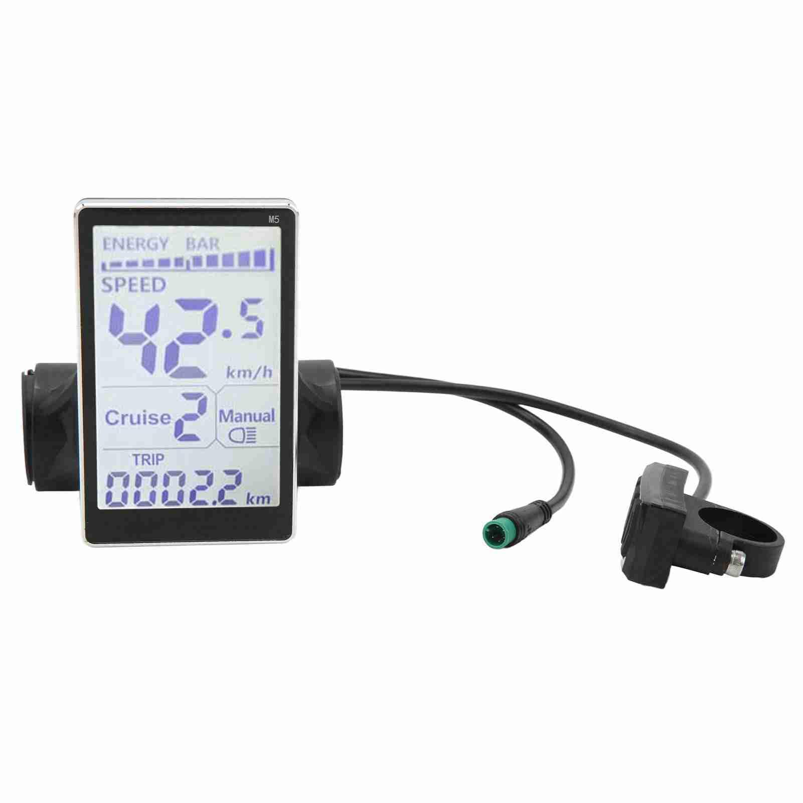 VGEBY Misuratore Display LCD per Bicicletta Elettrica, 5 Pin 24V 36V 48V 60V Schermo Pannello LCD Universale E Scooter M5 per Bici Elettriche 31,8 22,2 Mm